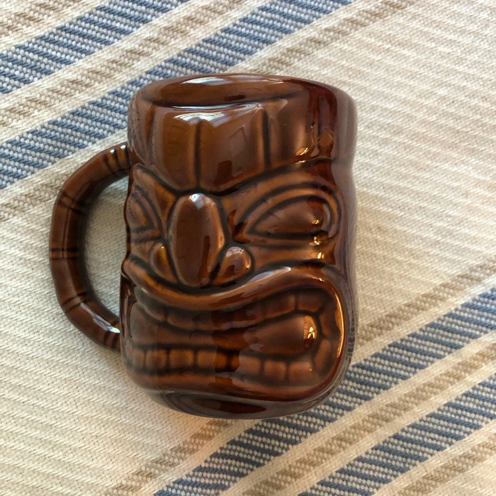 Brown Tiki Face Ceramic Coffee Mug - Decorative Home Coffee & Tea Accessory